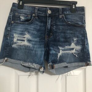 American Eagle super‎ super stretch X midi cuffed jean shorts ripped women’s 6